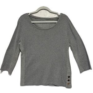 Tommy Hilfiger Gray Navy Polka Dot Knit Top